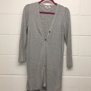 Grey Uniqlo long ribbed cardigan